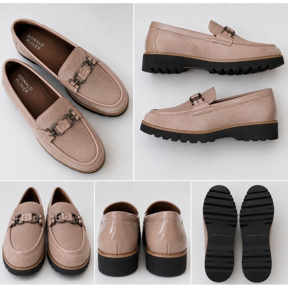 Donald Pliner Womens Blush Pink Leather Lug Sole Bit Loafers HPCLIO-CS Size 10M - Picture 2 of 16